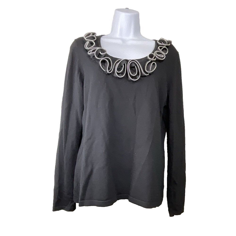 Once Again Womens Black‎ Sweater Size L Whimsigoth Fairy Grunge Formal Metallic